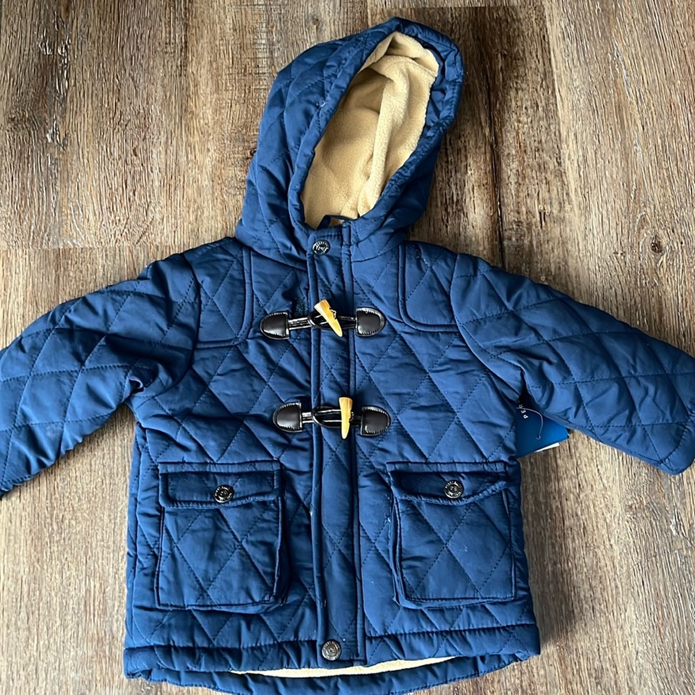 New Toddler Boy Perry Ellis Zip & Toggle Button Quilted Coat